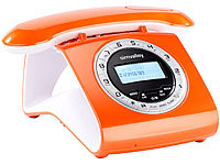 simvalley communications Retro-DECT-Schnurlostelefon mit Anrufbeantworter, orange
