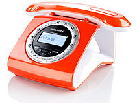 simvalley communications Retro-DECT-Schnurlostelefon mit Anrufbeantworter orange (refurbished)
