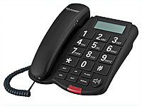 simvalley communications Großtasten-Telefon XLF-40, schwarz (refurbished); Großtasten-Senioren-Telefone, Tisch-TelefoneFestnetztelefone schnurgebundenGroßtasten-TelefoneTelefone mit SchnurHaustelefoneWandtelefoneTastentelefoneTelephones 