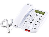 simvalley communications Großtasten-Telefon XLF-40, weiß; Großtasten-Senioren-Telefone, Tisch-TelefoneFestnetztelefone schnurgebundenGroßtasten-TelefoneTelefone mit SchnurHaustelefoneWandtelefoneTastentelefoneTelephones 