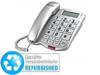 simvalley communications Großtasten-Telefon XLF-40, silber (refurbished); Großtasten-Senioren-Telefone, Tisch-TelefoneFestnetztelefone schnurgebundenGroßtasten-TelefoneTelefone mit SchnurHaustelefoneWandtelefoneTastentelefoneTelephones 