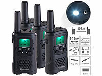 simvalley communications 4er-Set PMR-Funkgeräte mit VOX, Taschenlampe, 8 Kanälen, 446 MHz, 10km; Walkie-Talkie Headsets 